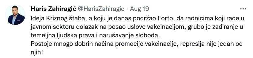 Status Harisa Zahiragića - Avaz