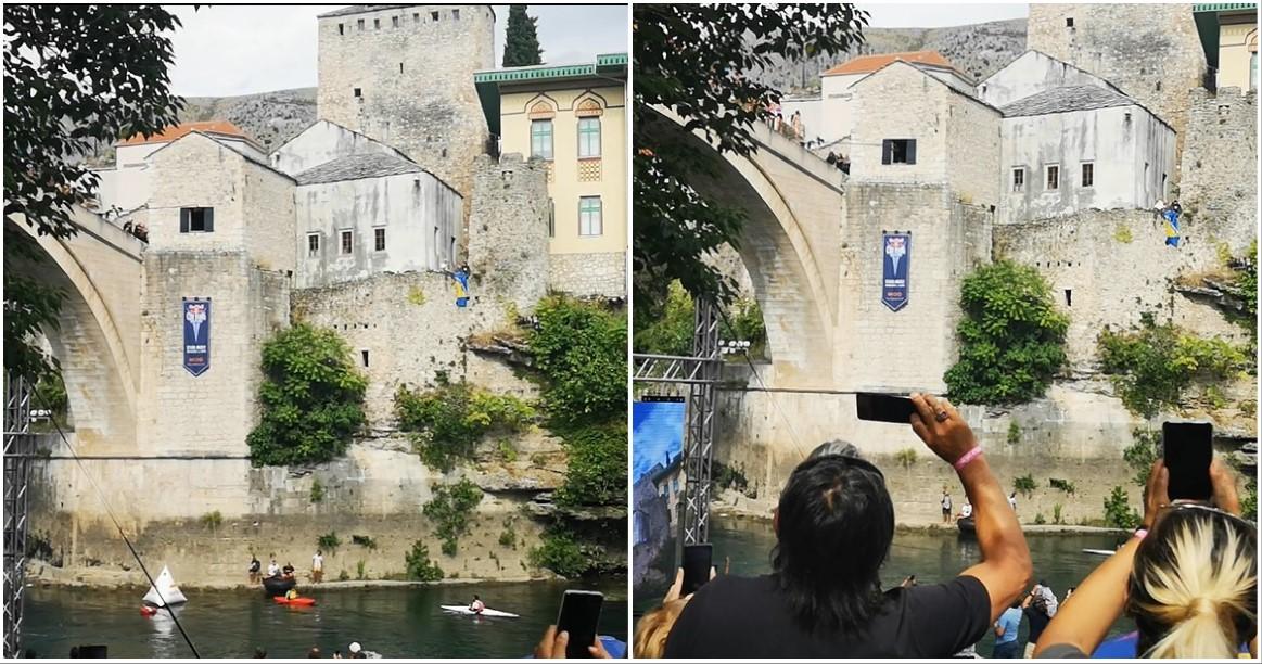 Iznenađenje na velikom finalu Red Bull Cliff Diving takmičenja: Titov avion preletio Stari most