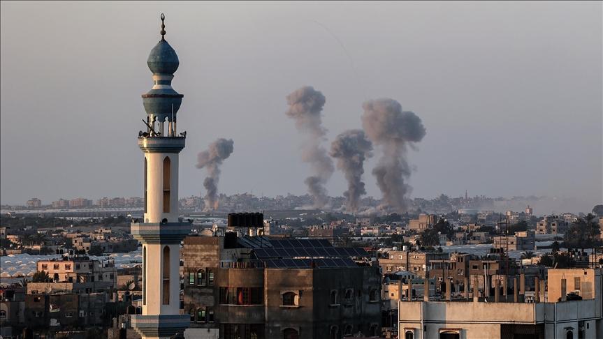 Strikes hit a location used by Hamas’ armed wing, Izz ad-Din al-Qassam Brigades and a farm, according to an Anadolu Agency reporter, citing witnesses - Avaz