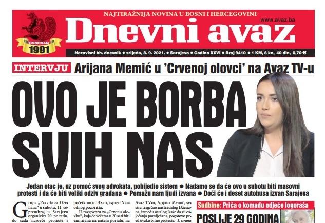 Danas u "Dnevnom avazu" čitajte: Ovo je borba svih nas