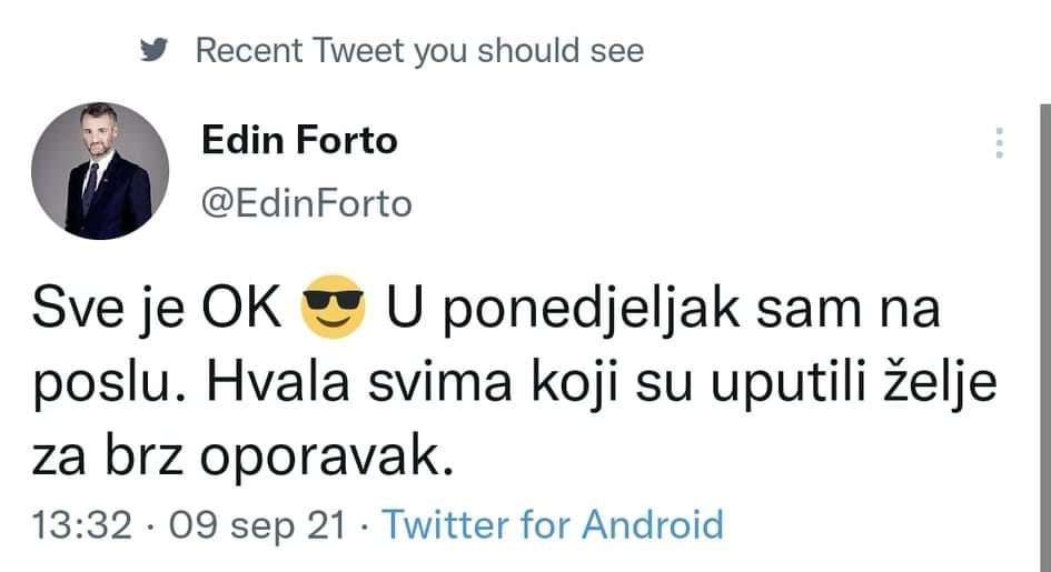 Faksimil Fortinog tvita - Avaz