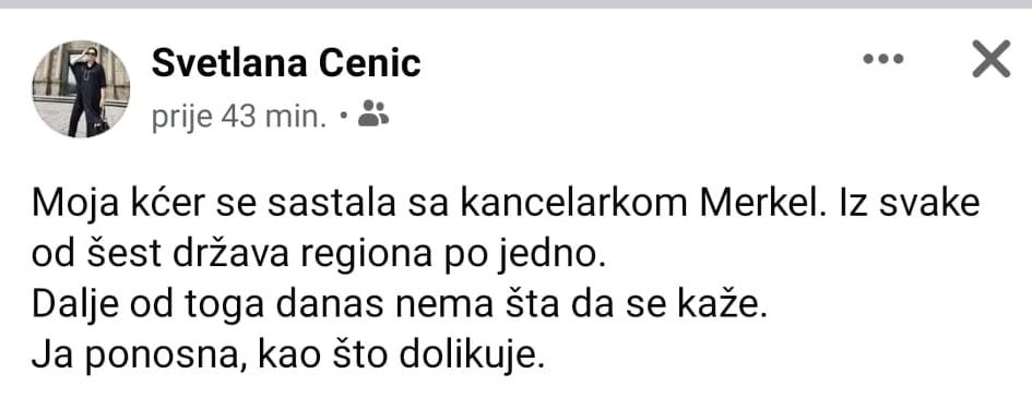 Objava Svetlane Cenić - Avaz