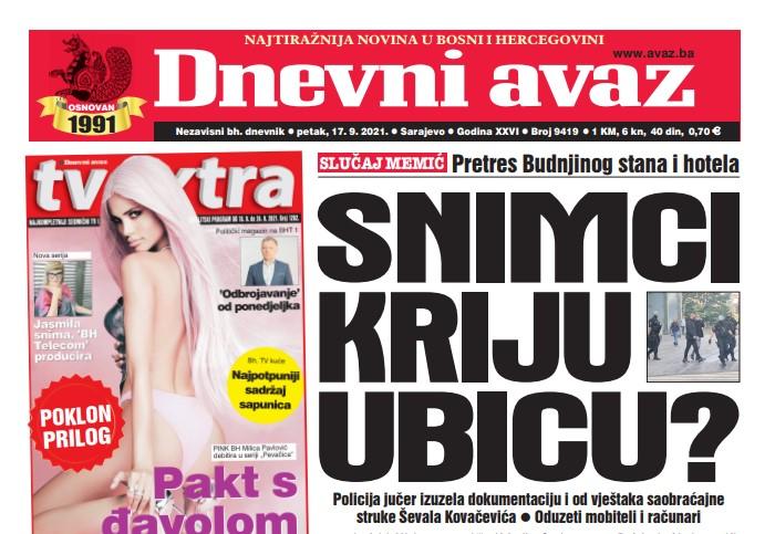 Danas u "Dnevnom avazu" čitajte: Snimci kriju ubicu?