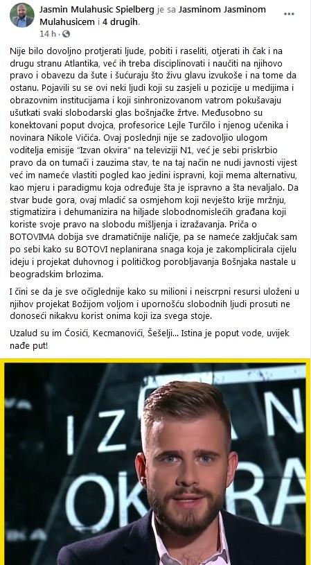 Status Mulahusića na Facebooku - Avaz