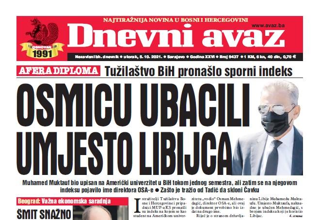 Danas u "Dnevnom avazu" čitajte: Osmicu ubacili umjesto Libijca