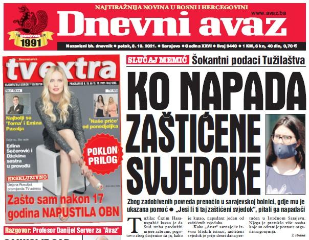 Danas u "Dnevnom avazu" čitajte: Ko napada zaštićene svjedoke