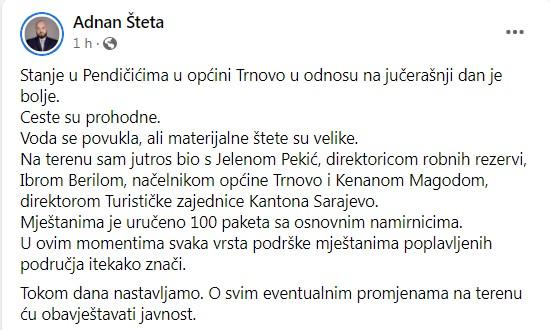 Objava Štete na Facebooku - Avaz