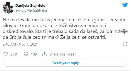 Glumica se oglasila na Twitteru - Avaz