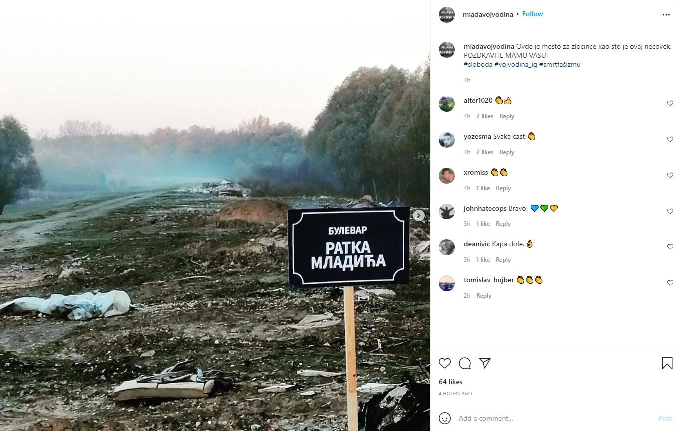 Objava na Instagram profilu Mlada Vojvodina - Avaz