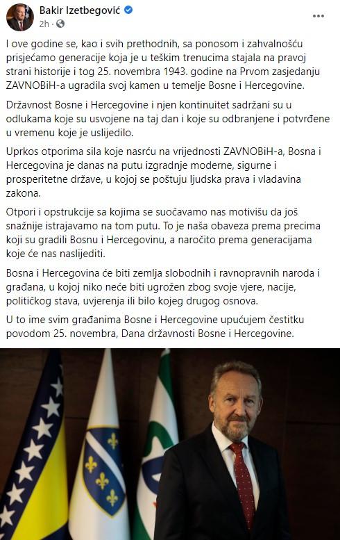 Izetbegović: Objava na Facebooku - Avaz