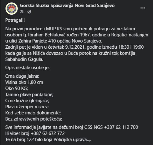 Objava na GSS-u Novi Grad Sarajevo - Avaz