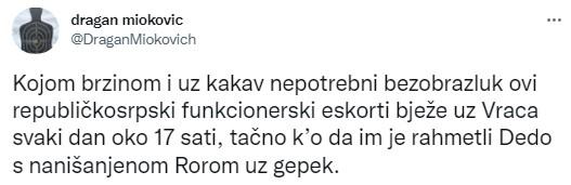 Objava Dragana Miokovića na Twitteru - Avaz