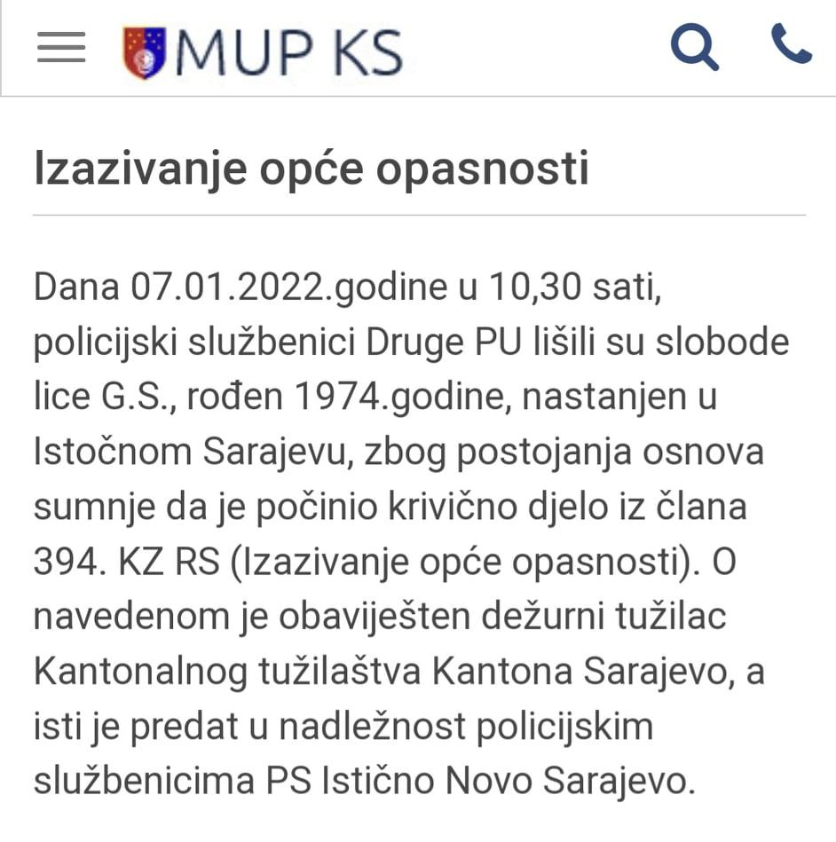 Sikimu uhapsili pripadnici MUP-a KS 7. januara - Avaz