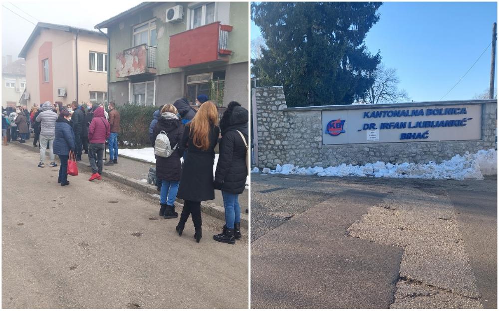 Zdravstveni radnici i demobilisani borci pred Skupštinom USK-a zbog neisplaćene plate