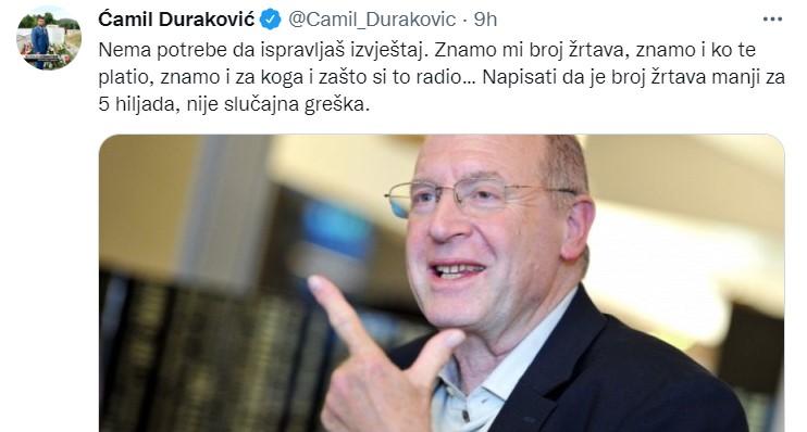 Objava Durakovića na Twitteru - Avaz