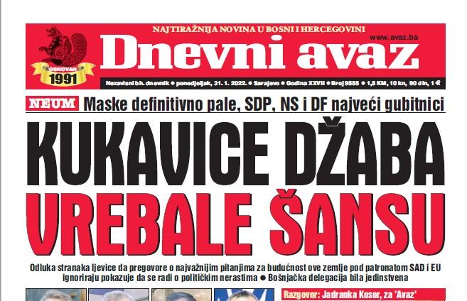 Danas u "Dnevnom avazu" čitajte: Kukavice džaba vrebale šansu