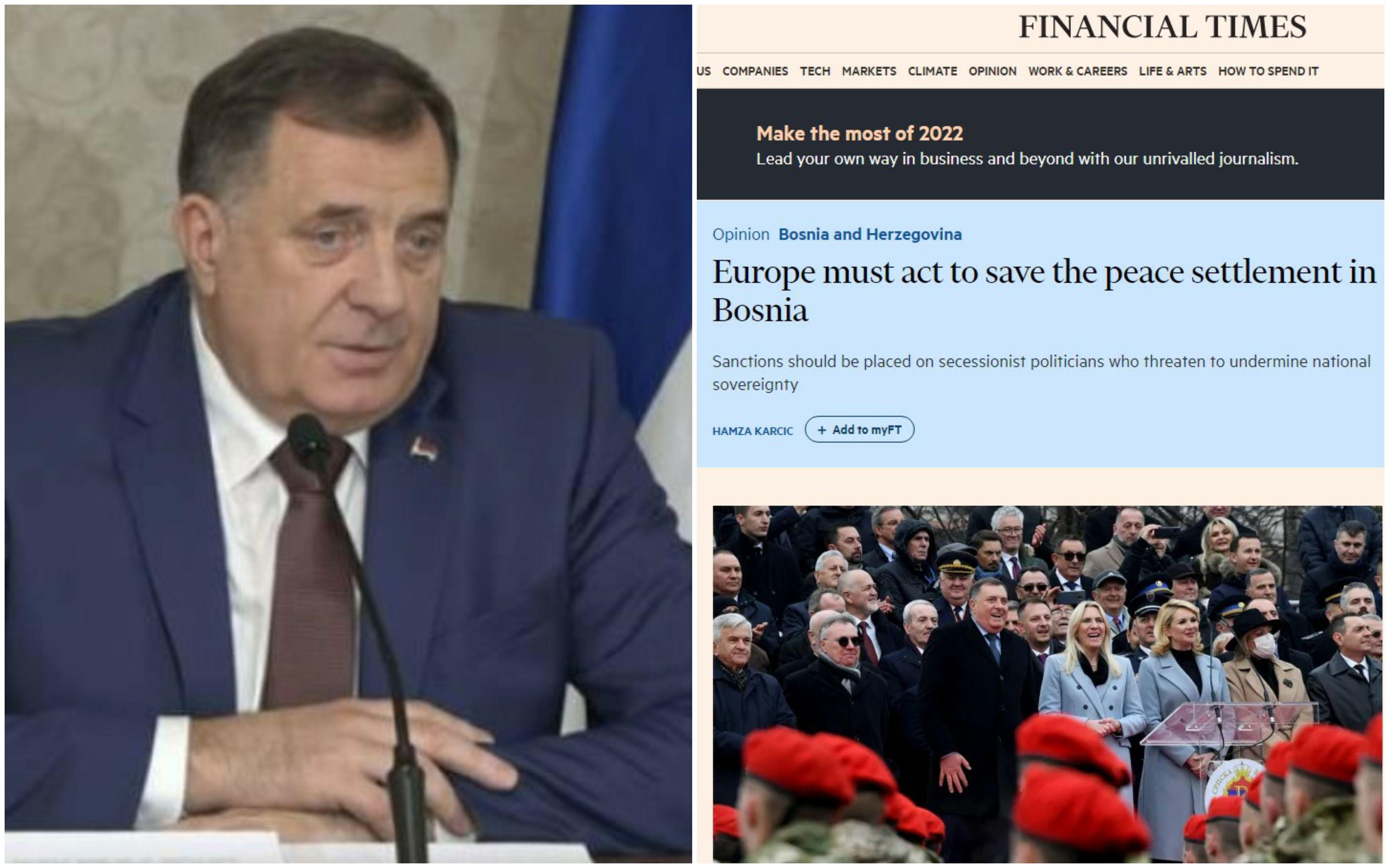 "Financial Times": Evropa mora djelovati kako bi spasila mirovno rješenje u Bosni, mora pratiti primjer SAD