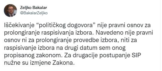 Objava Bakalara na Twitteru - Avaz