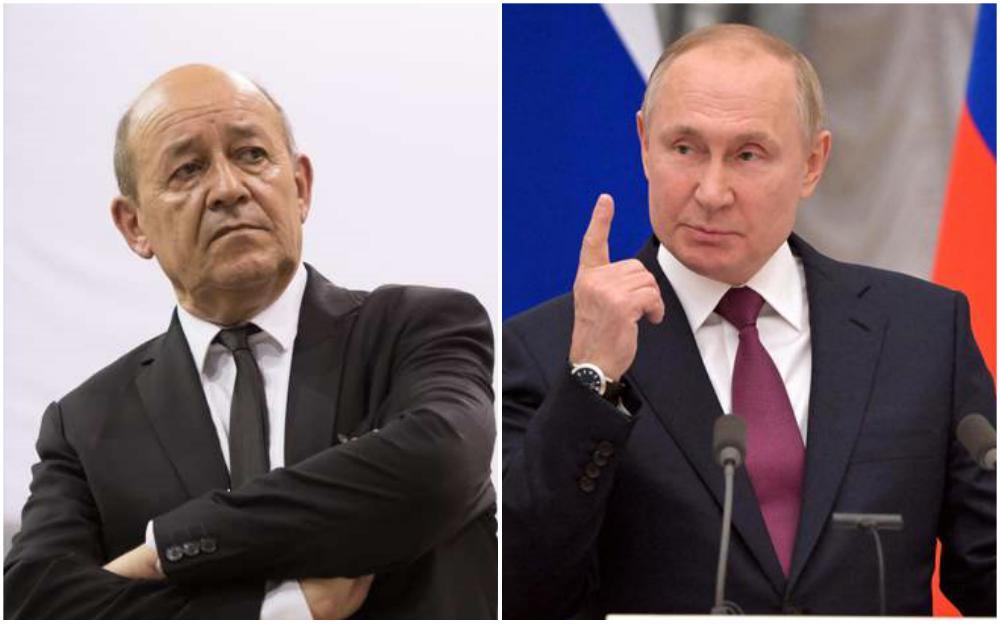 Žan Ives Le Drian i Vladimir Putin - Avaz