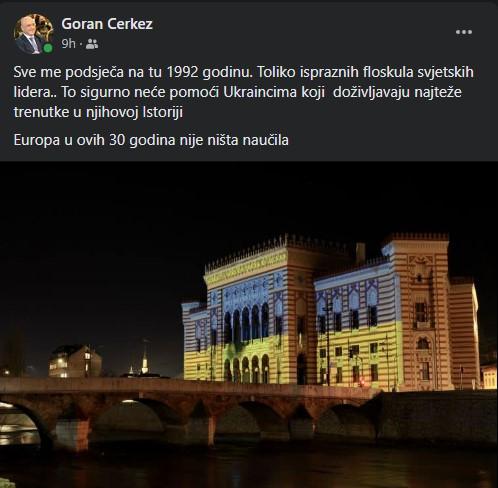 Objava Gorana Čerkeza - Avaz