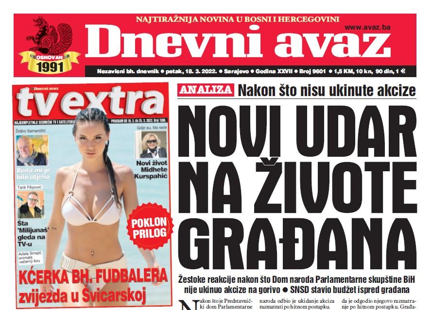 Danas u "Dnevnom avazu" čitajte: Novi udar na živote građana