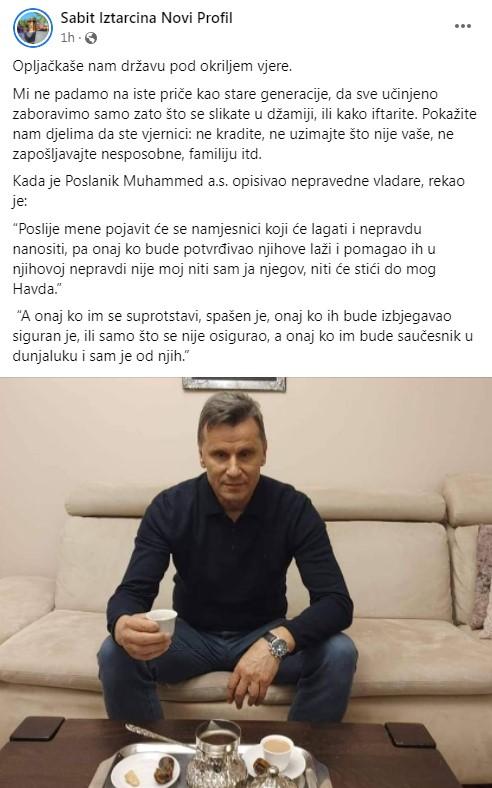 Objava Sabita iz Tarčina na Facebooku - Avaz