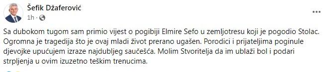 Objava Džaferovića na Facebooku - Avaz