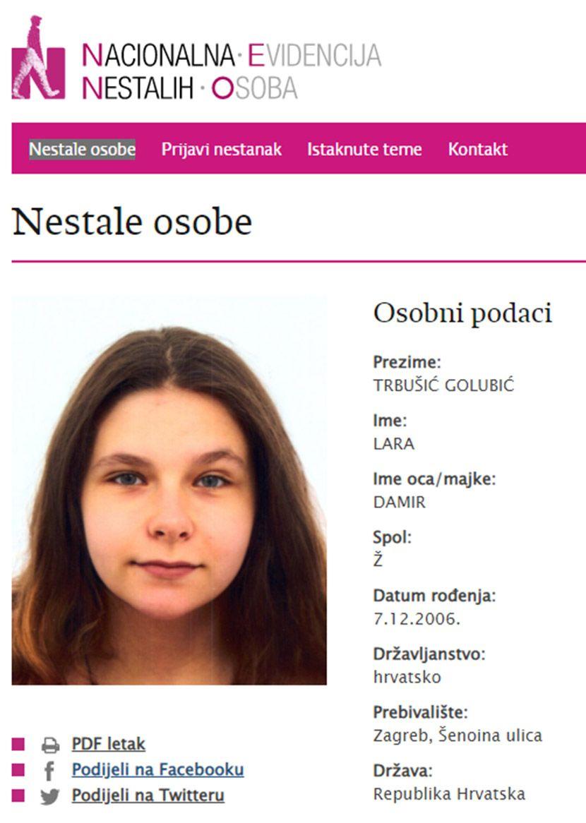 Podaci nestale djevojčice - Avaz