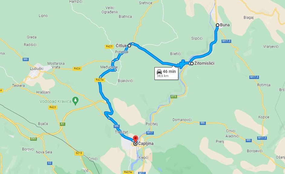 Buna-Žitomislići-Čitluk-Trebižat-Čapljina (u dužini od 38 km) - Avaz