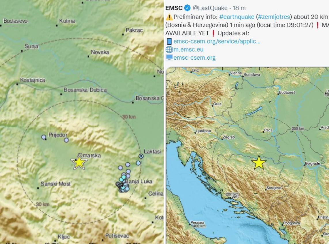 Ranije je zabilježen zemljotres kod Sanskog Mosta - Avaz