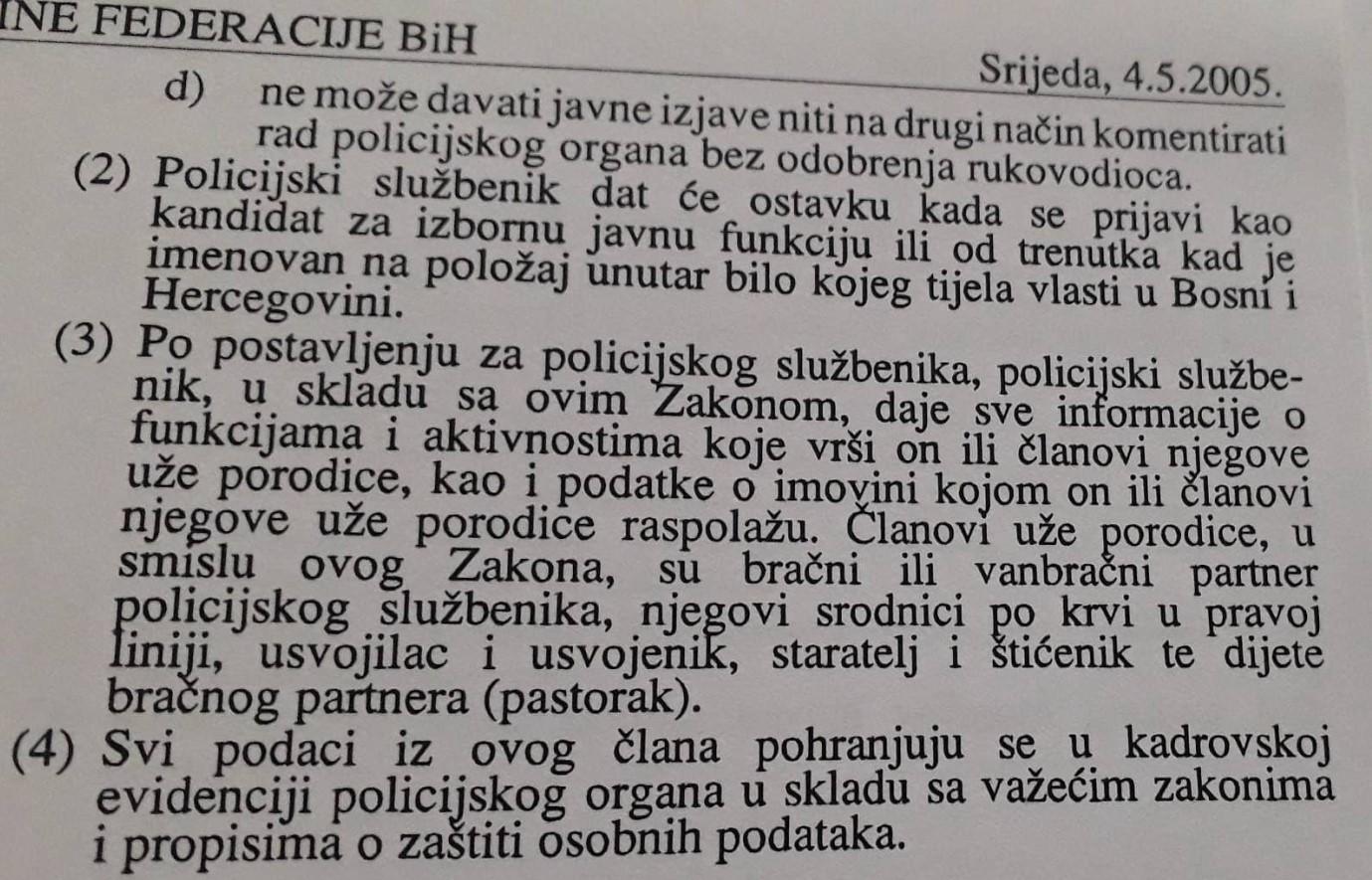 Zakon o policijskim službenicima - Avaz