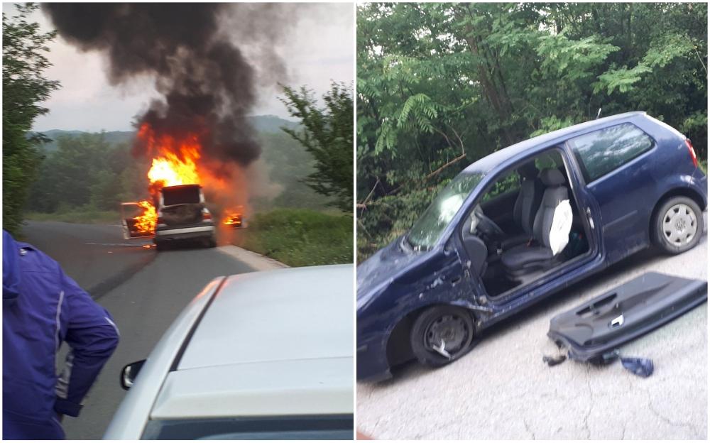 Nesreća u Lukavcu: Jedno auto planulo nakon sudara, na drugom spala vozačeva vrata