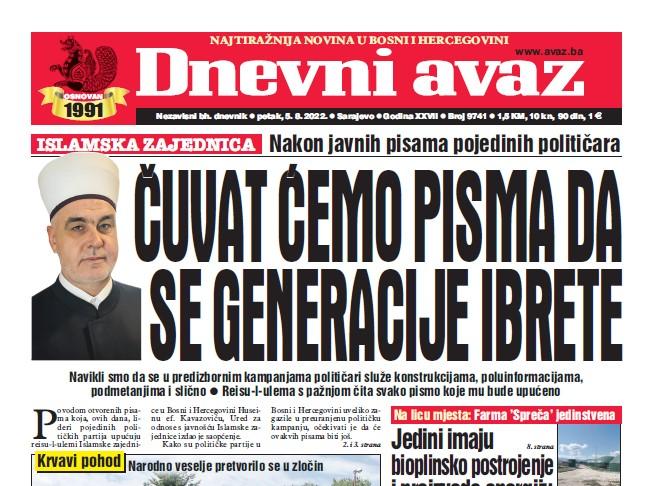 Danas u "Dnevnom avazu" čitajte: Sačuvat ćemo pisma da se buduće generacije ibrete