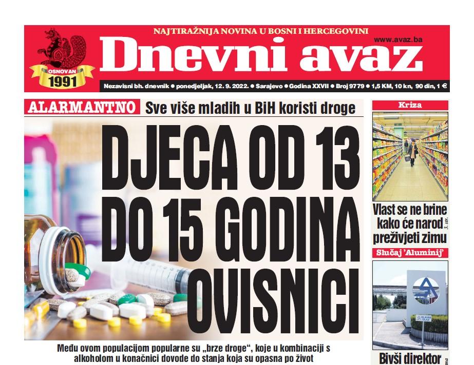 Danas u "Dnevnom avazu" čitajte: Djeca od 13 do 15 godina ovisnici