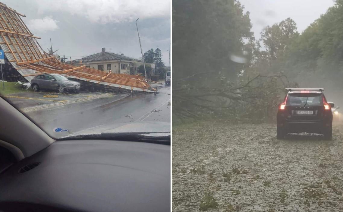 Jako nevrijeme pogodilo Hrvatsku: Srušeni krovovi, stabla, prevrnuti kamioni...