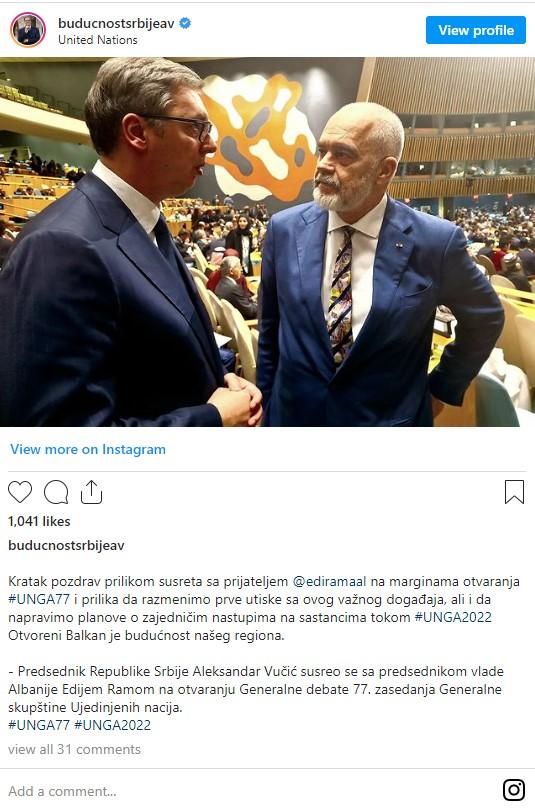 Objava na Instagramu - Avaz