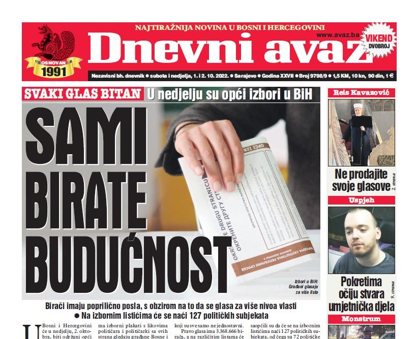 U dvobroju "Dnevnog avaza" čitajte: Sami birate budućnost