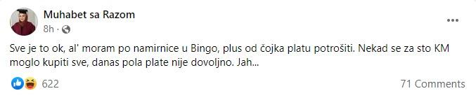 Objava Raze na Facebooku - Avaz