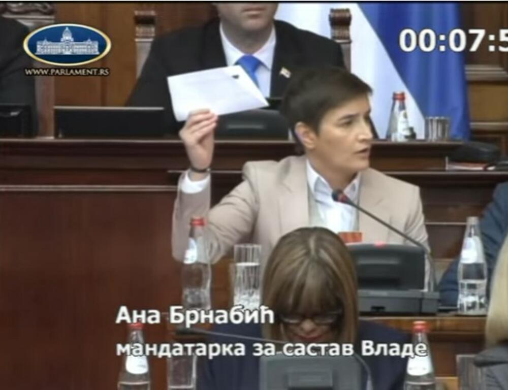 Brnabić predstavila ekspoze i dala prijedlog ministara