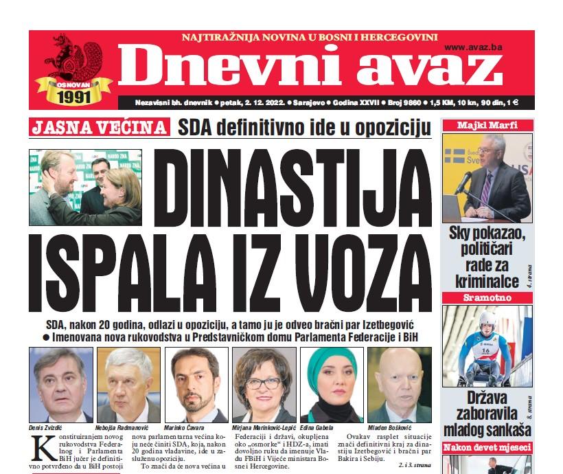 Danas u "Dnevnom avazu" čitajte: Dinastija ispala iz voza