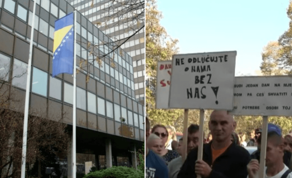 Osobe s invaliditetom danas protestuju pred zgradom Vlade FBiH