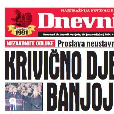 U današnjem "Dnevnom avazu" čitajte: Krivično djelo u Banjoj Luci