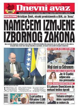 Naslovnica današnjeg "Dnevnog avaza" - Avaz