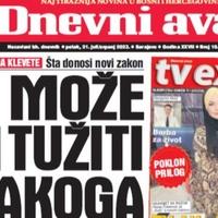 U današnjem "Dnevnom avazu" čitajte: RS može tužiti svakoga