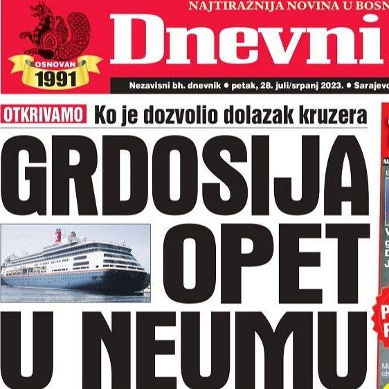 U današnjem "Dnevnom avazu" čitajte: Grdosija opet u Neumu