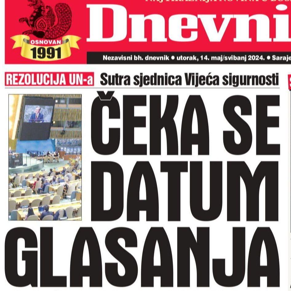 U današnjem "Dnevnom avazu" čitajte: Čeka se datum glasanja