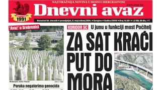 U današnjem "Dnevnom avazu" čitajte: Za sat kraći put do mora