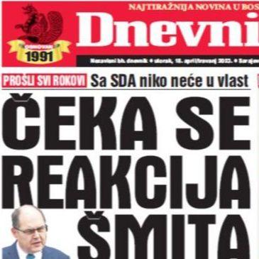 Danas u "Dnevnom avazu" čitajte: Čeka se reakcija Šmita