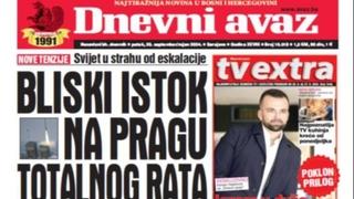 U današnjem "Dnevnom avazu" čitajte: Bliski istok na pragu totalnog rata