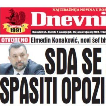 Danas u "Dnevnom avazu" čitajte: SDA se želi spasiti opozicije